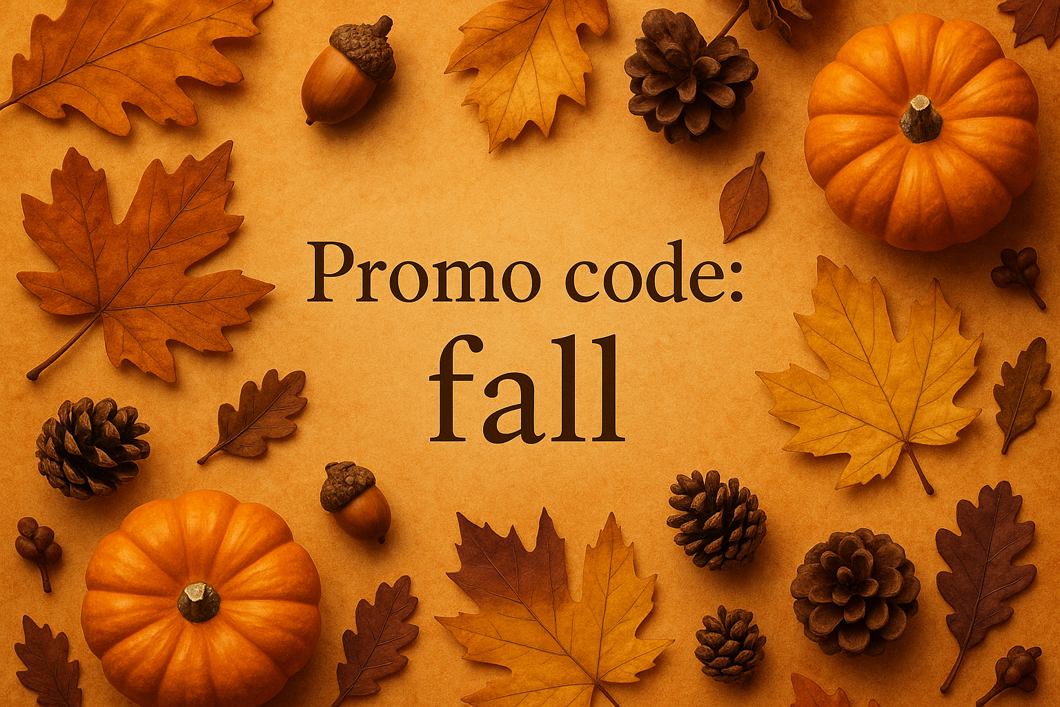 Fall themed "Promo code: fall" picture